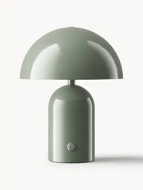 Kleine mobile LED-Tischlampe Walter, Olivgrün, Ø 19 x H 25 cm