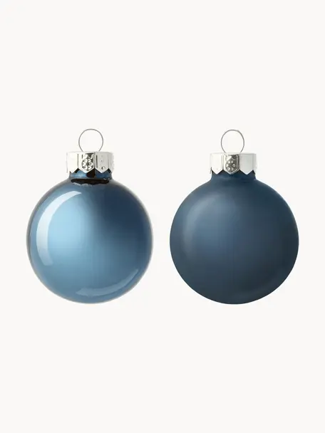 Boules de Noël Evergreen, sets de différentes tailles, Bleu, Ø 10 cm, 4 pièces
