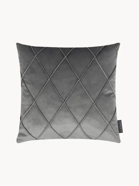 Funda de cojín de terciopelo Nobless, 100% terciopelo de poliéster, Gris oscuro, An 40 x L 40 cm