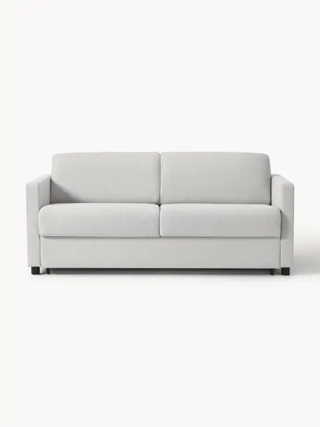 Sofa rozkładana Morgan (2-osobowa), Tapicerka: 100% poliester Dzięki tka, Nogi: lite drewno sosnowe, laki, Jasnoszara tkanina, S 187 x G 92 cm