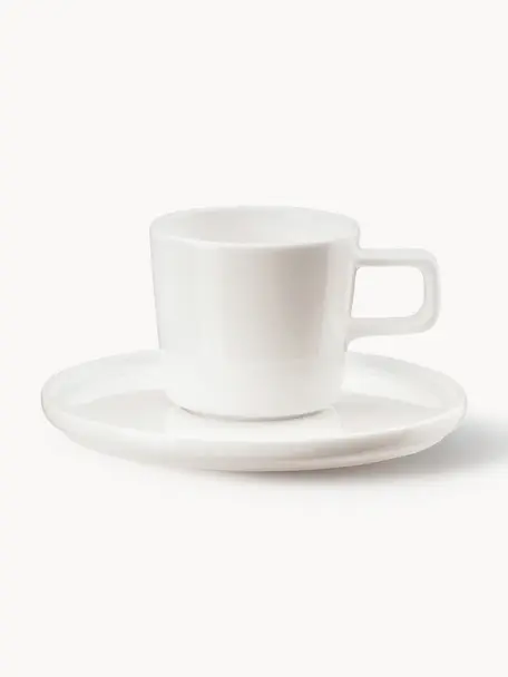 Šálky s podšálky z jemného kostního porcelánu Oco, 6 ks, Kostní porcelán Fine Bone China
Fine Bone China je jemný porcelán, který se vyznačuje zejména svým zářivým a průsvitným leskem, Tlumeně bílá, Ø 6 cm, V 7 cm, 200 ml