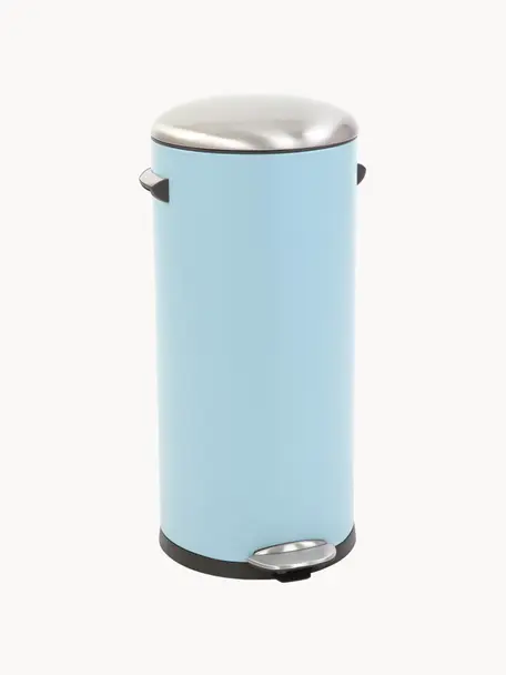 Odpadkový koš s pedálovým otvíráním Belle Deluxe, Světle modrá, stříbrná, Ø 29 cm, V 69 cm, 30 l