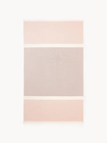 Set de toallas texturizadas Yara, 3 uds., Rosa palo, blanco Off White, An 100 x L 180 cm