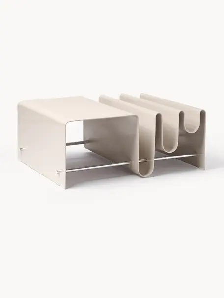 Metalen salontafel Julia met tijdschriftenrek, Gepoedercoat metaal, Lichtbeige, B 85 x D 60 cm