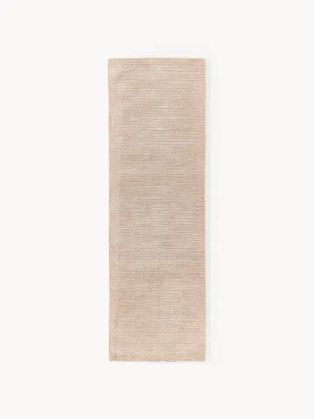 Tapis de couloir moelleux tissé main Wes, 100 % polyester, certifié GRS, Beige, larg. 80 x long. 200 cm