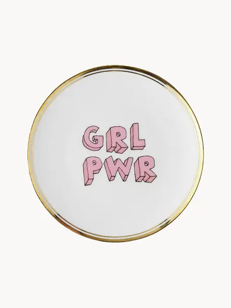 Porcelánový snídaňový talíř s nápisem Grl Pwr, Porcelán, GRL PWR, Ø 17 cm