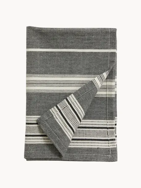 Ręcznik kuchenny z bawełny Orio, 2 szt., 100% bawełna, Biały, czarny, S 52 x D 72 cm