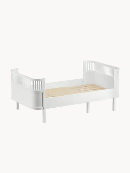 Rozkládací dřevěná postel Junior Grow, 90 x 160/200 cm, Lakované březové dřevo,l akované barvou bez obsahu VOC, Březové dřevo, bíle lakované, Š 90 x D 160/200 cm