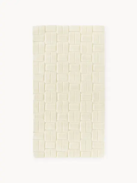 Tapis en laine tissé à la main avec surface texturée Orlando, 100 % laine (certifiée RWS)

Les tapis en laine peuvent perdre des fibres lors des premières semaines et des peluches peuvent se former, ce phénomène est naturel et diminue à mesure de votre usage et du temps, Blanc crème, larg. 80 x long. 150 cm (taille XS)