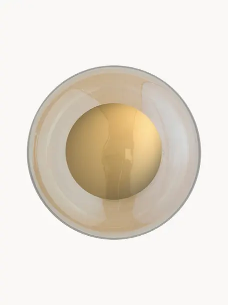 Lampada da parete in vetro soffiato Horizon, Paralume: vetro soffiato, Struttura: metallo rivestito, Marrone chiaro, dorato, Ø 21 x Prof. 17 cm