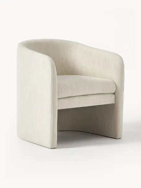 Poltroncina Mairo, Rivestimento: 54% poliestere, 36% visco, Struttura: legno di pino massiccio Q, Tessuto beige chiaro, Larg. 68 x Prof. 62 cm