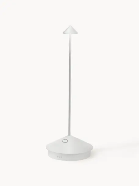 Kleine mobiele LED tafellamp Pina, dimbaar, Lamp: aluminium, gecoat, Wit, Ø 11 x H 29 cm