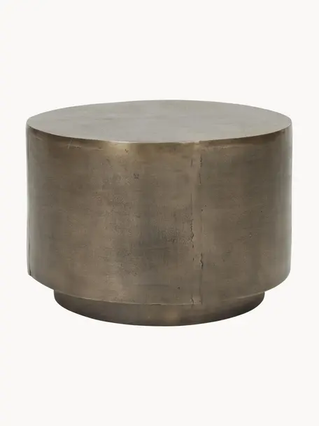 Runder Couchtisch Rota mit Antik-Finish, Aluminium, beschichtet, Mitteldichte Holzfaserplatte (MDF), Messingfarben, Ø 50 cm