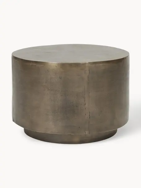 Mesa de centro redonda Rota, Estructura: tablero de fibras de dens, Superficie: aluminio recubierto, Greige, dorado, Ø 50 cm