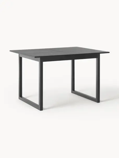 Table extensible Calla, tailles variées, Bois de chêne, noir laqué, larg. de 120 à 160 x prof. 90 cm