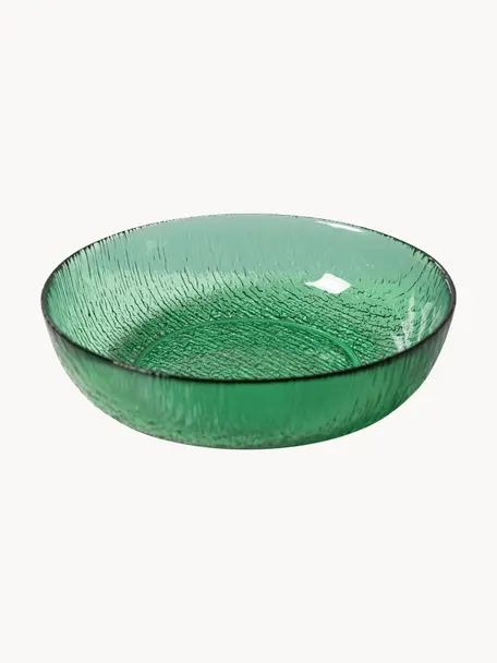 Cuencos de vidrio The Emeralds, 2 uds., Vidrio, Verde transparente, Ø 19