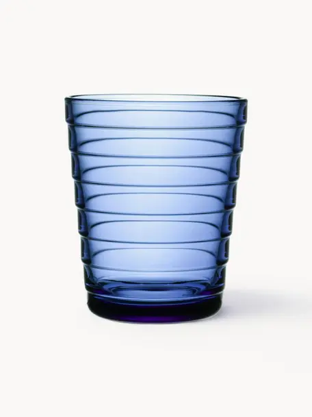 Szklanka Aino Aalto, 2 szt., Szkło, Niebieski, transparentny, Ø 7 x W 9 cm, 220 ml