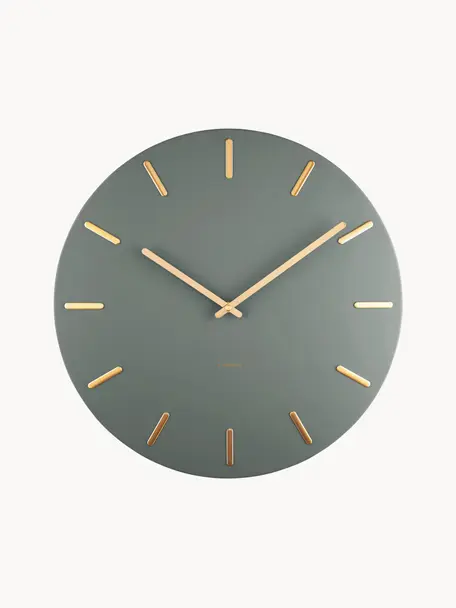 XL nástěnné hodiny Charm, Potažený kov, Zelená, Ø 45 cm