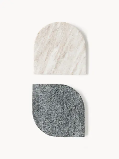 Komplet podstawek z marmuru Jessi, 4 elem., Marmur, Szary, jasny beżowy, marmurowy, S 10 x G 10 cm