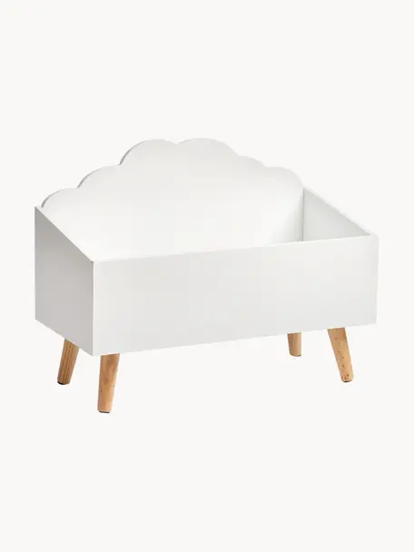 Aufbewahrungstruhe Wolke, Beine: Gummiholz, Weiß, Gummibaumholz, B 58 x H 45 cm
