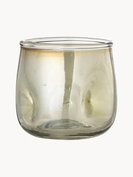 Photophore en verre de forme organique Idalina, Verre, Vert, Ø 7 x haut. 7 cm