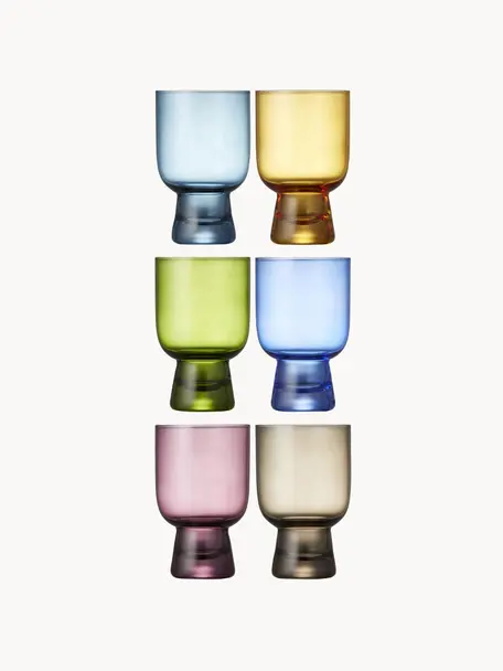 Kleine Wassergläser Tumbli, 6er-Set, Glas, Bunt, transparent, Ø 8 x H 12 cm, 300 ml