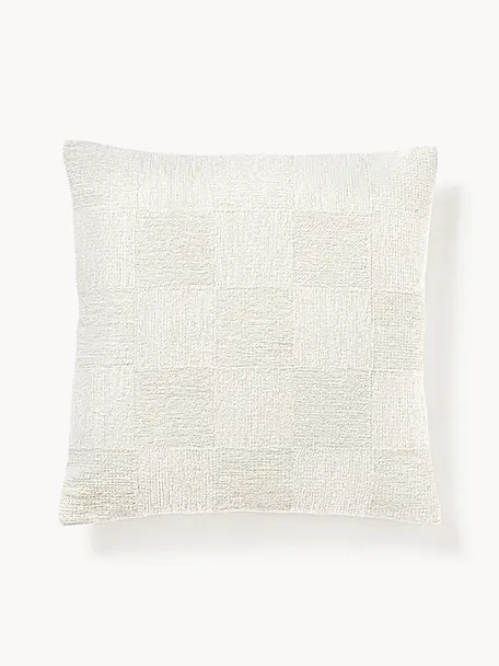 Funda de cojín de chenilla Keeley, 100% algodón, Off White, An 50 x L 50 cm