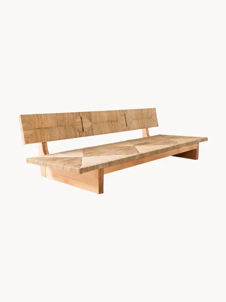 Pohovka do exteriéru s výpletom Porch (3-miestna), Dubové drevo, Š 220 x H 91 cm