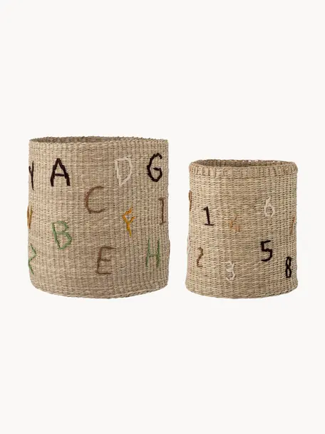 Set de cestas de jacinto de agua Dinne, 2 uds., Algas marinas, Beige claro, Set de diferentes tamaños