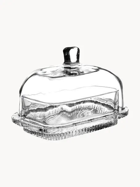 Butterdose Nymphea aus Glas, Glas, Transparent, B 17 x H 11 x T 12 cm