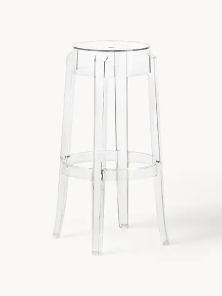 Design Barhocker Charles Ghost, Polykarbonat, Transparent, Ø 46 x H 75 cm