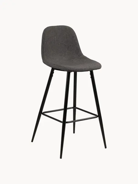 Krzesło kontuarowe Wilma, 2 szt., Tapicerka: poliester, Stelaż: metal lakierowany, Ciemnoszara tkanina, S 44 x W 91 cm