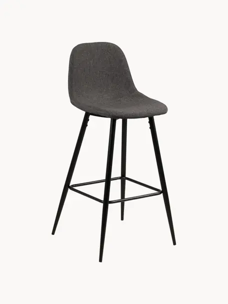 Barstoelen Wilma, 2 stuks, Bekleding: polyester De bekleding he, Frame: gelakt metaal, Geweven stof donkergrijs, B 44 x H 91 cm