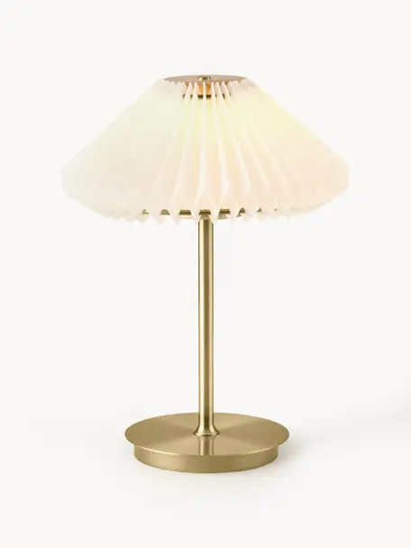 Lampada da tavolo piccola portatile a LED Paris To Go, luce regolabile, Paralume: fibra sintetica, Bianco, dorato, Ø 22 x Alt. 28 cm