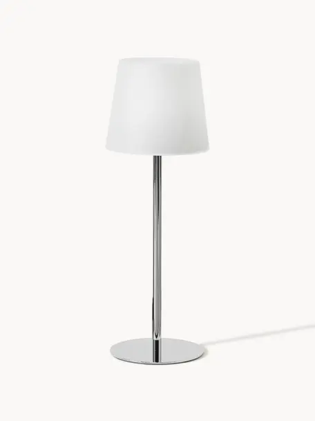 Dimbare tafellamp Fausta met USB-aansluiting, Lampenkap: kunststof, Lampvoet: gecoat metaal, Zilverkleurig, wit, Ø 13 x H 37 cm