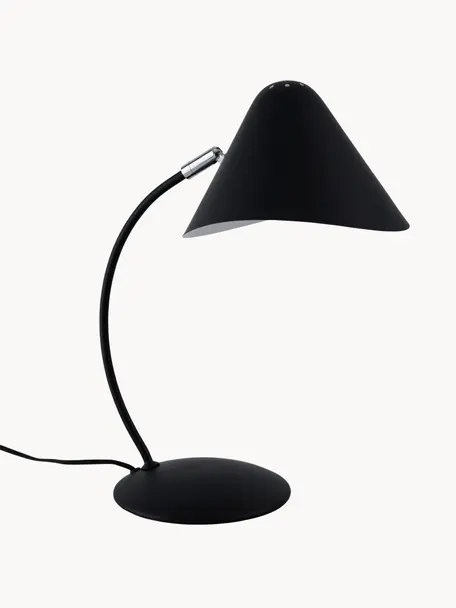Lámpara de escritorio Nathan, Pantalla: metal recubierto, Cable: plástico, Negro, T 32 x H 40 cm