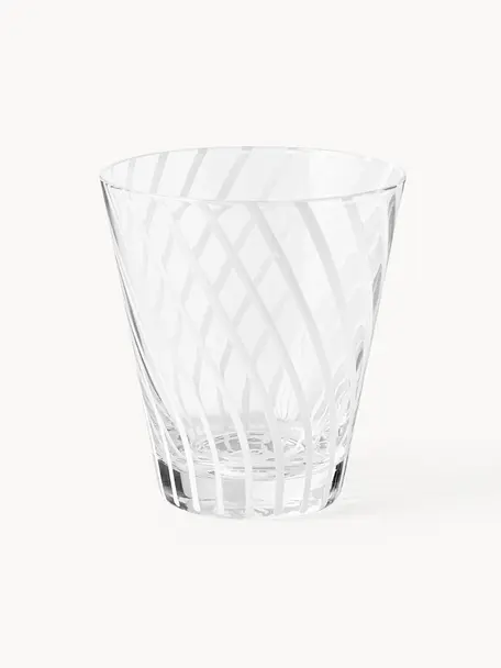 Handgemaakte waterglazen Carson, 4 stuks, Natronkalkglas, Transparant, wit, Ø 9 x H 10 cm, 290 ml