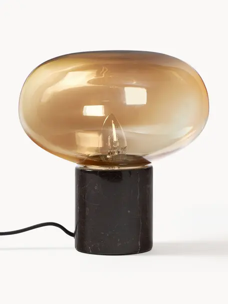 Malá stolní lampa s mramorovou podstavou Alma, Béžová, hnědá, mramorovaná, Ø 23 cm, V 24 cm