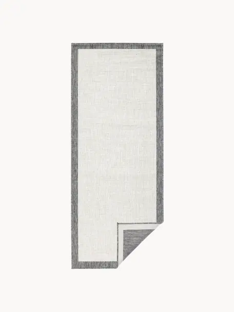 Interiérový a exteriérový oboustranný běhoun Panama, 100 % polypropylen, Tlumeně bílá, šedá, Š 80 cm, D 250 cm