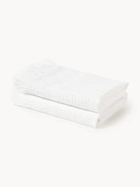 Wafelpiqué handdoek Yara in verschillende formaten, Wit, Handdoek, B 50 x L 100 cm, 2 stuks