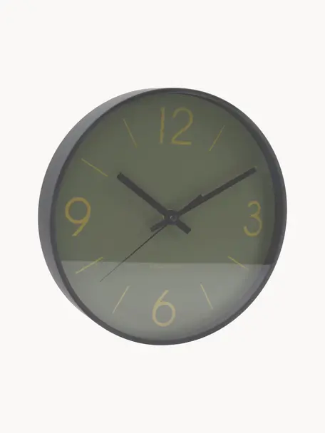Nástěnné hodiny Time, Tmavě zelená, černá, Ø 52 cm