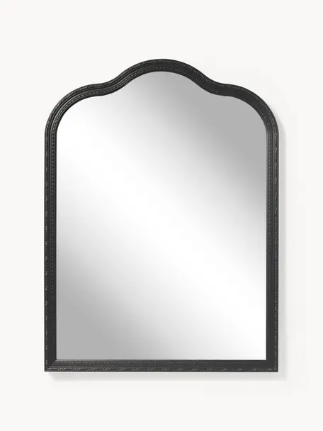Specchio da parete barocco Muriel, Cornice: legno massiccio rivestito, Retro: pannello di fibra a media, Superficie dello specchio: lastra di vetro Questo pr, Nero, Larg. 90 x Alt. 120 cm