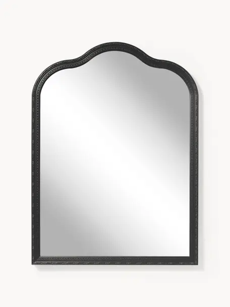 Barock-Wandspiegel Muriel, Rahmen: Massivholz, beschichtet, Rückseite: Mitteldichte Holzfaserpla, Spiegelfläche: Spiegelglas Dieses Produk, Schwarz, B 90 x H 120 cm