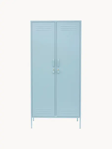Petite armoire Twinny, Acier, revêtement par poudre, Bleu ciel, larg. 85 x haut. 183 cm