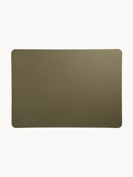 Sets de table en cuir synthétique Pik, 2 pièces, Plastique (PVC), Vert olive, larg. 33 x long. 46 cm