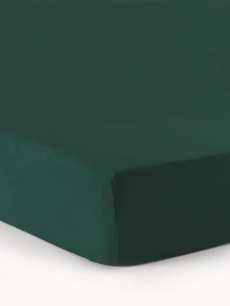 Lenzuolo con angoli topper in flanella Biba, Verde scuro, Larg. 200 x Lung. 200 cm, Alt. 15 cm