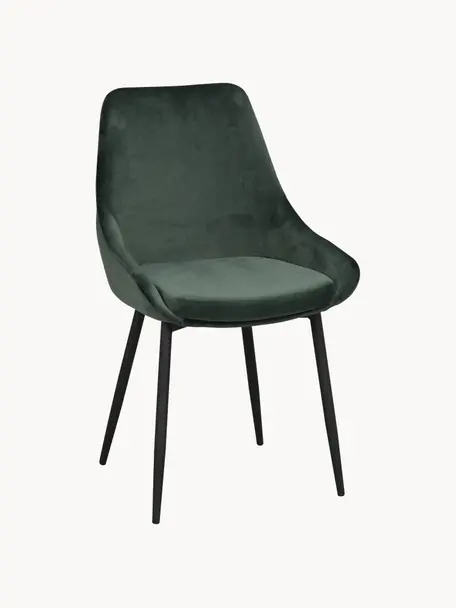 Krzesło tapicerowane z aksamitu Sierra, 2 szt., Tapicerka: 100% aksamit poliestrowy, Nogi: metal lakierowany, Zielony aksamit, S 49 x G 55 cm