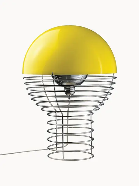 Lampada da tavolo di design Wire, Struttura: metallo rivestito, Argentato, giallo sole, Ø 30 x Alt. 42 cm