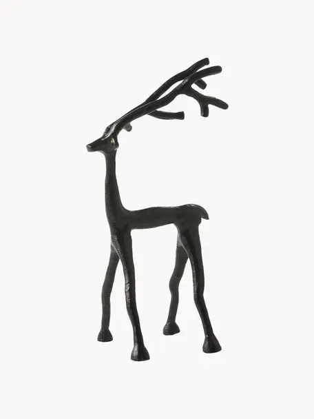 Cerf décoratif Marley Reindeer, haut. 27 cm, Aluminium, Noir, larg. 14 x haut. 27 cm