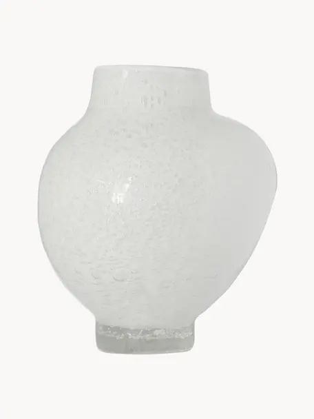 Kleine Design-Vase Mila, H 20 cm, Glas, Weiss, Ø 17 x H 20 cm